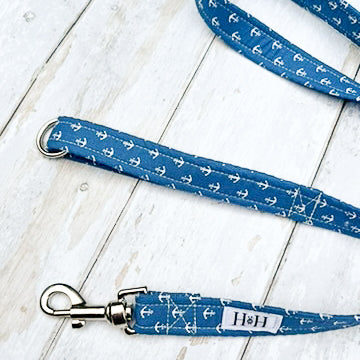 HETTY AND HUXLEY BLUE ANCHORS PET LEAD