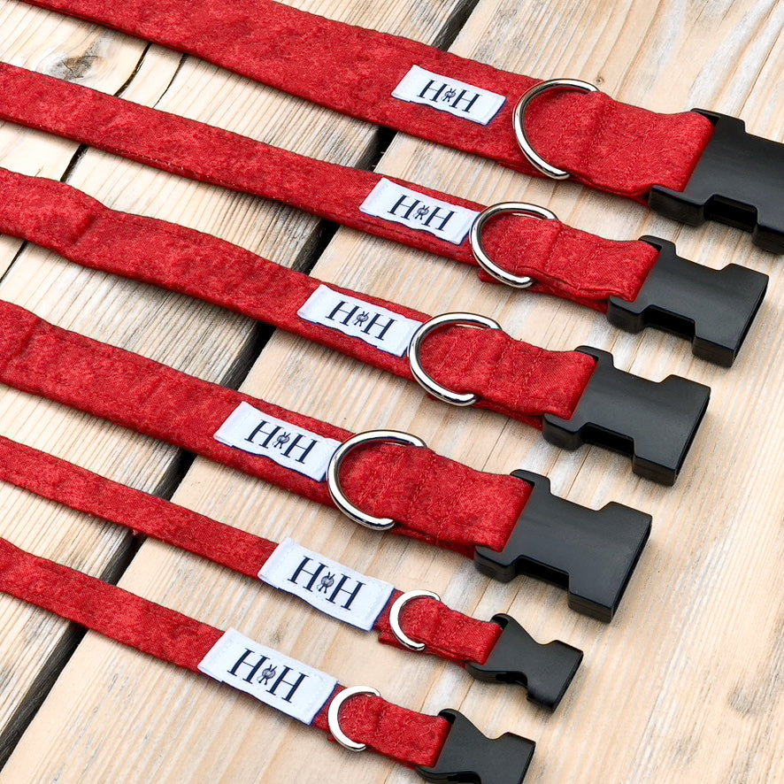 HETTY AND HUXLEY CHERRY RED PET COLLARS
