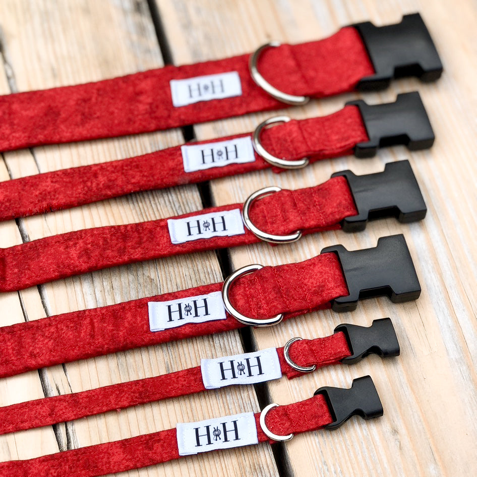 HETTY AND HUXLEY CHERRY RED PET COLLARS