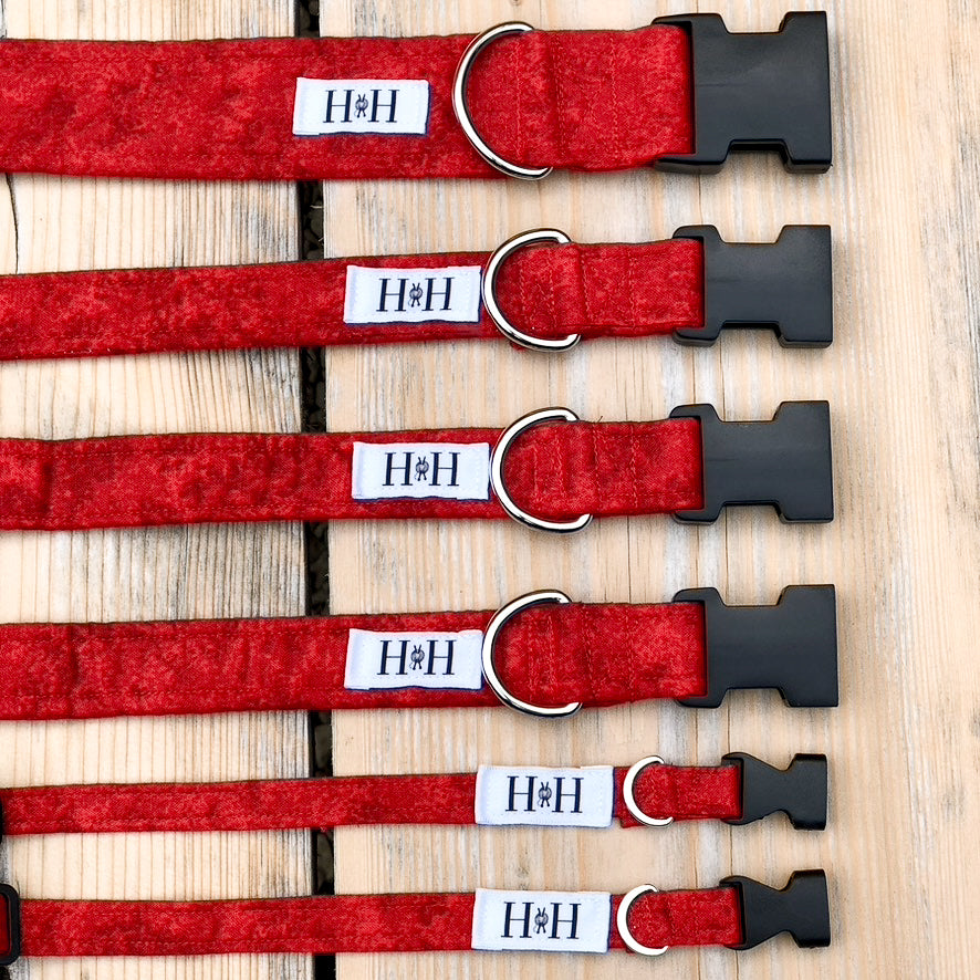 HETTY AND HUXLEY CHERRY RED PET COLLARS