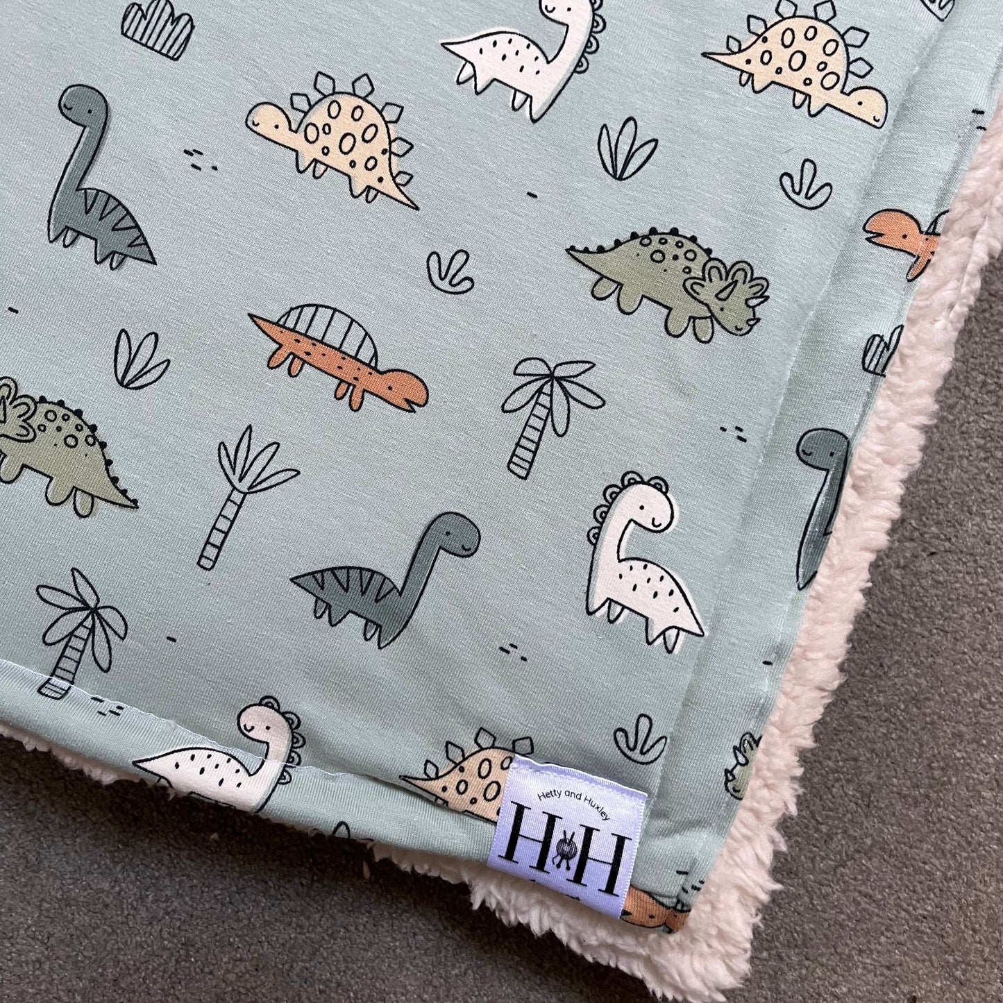 Blue Dinosaur & Cream Blanket