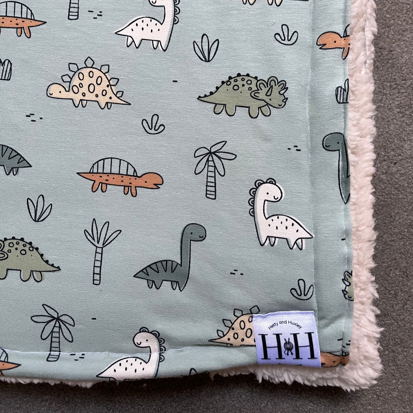 Blue Dinosaur & Cream Blanket