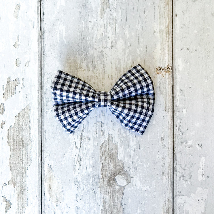 Navy Gingham Pet Bow / Bow Tie