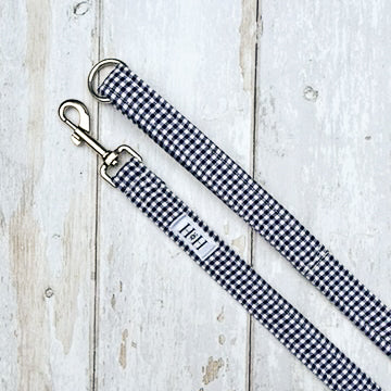 HETTY AND HUXLEY NAVY GINGHAM PET LEAD