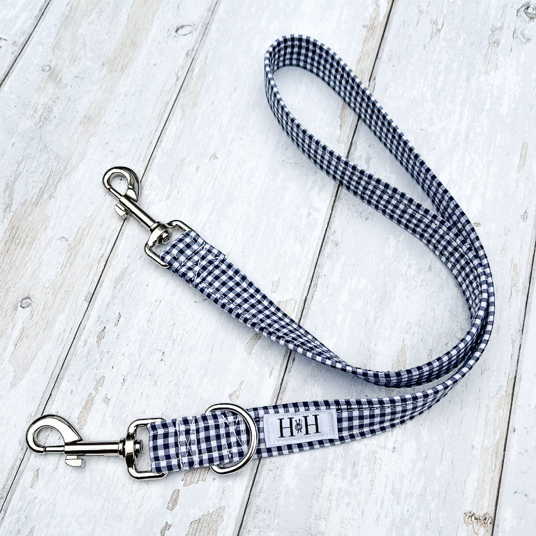HETTY AND HUXLEY NAVY GINGHAM LEAD EXTENSION