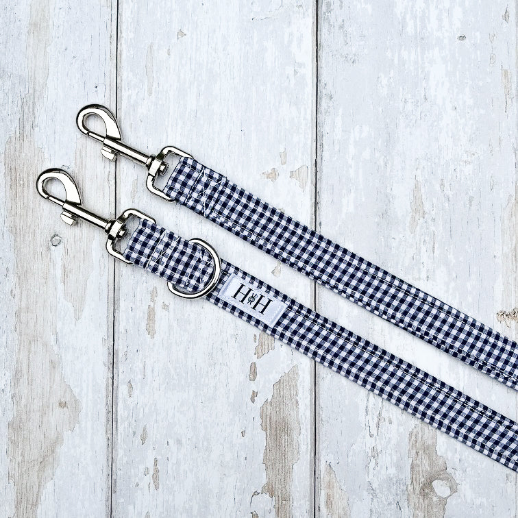HETTY AND HUXLEY NAVY GINGHAM LEAD EXTENSION
