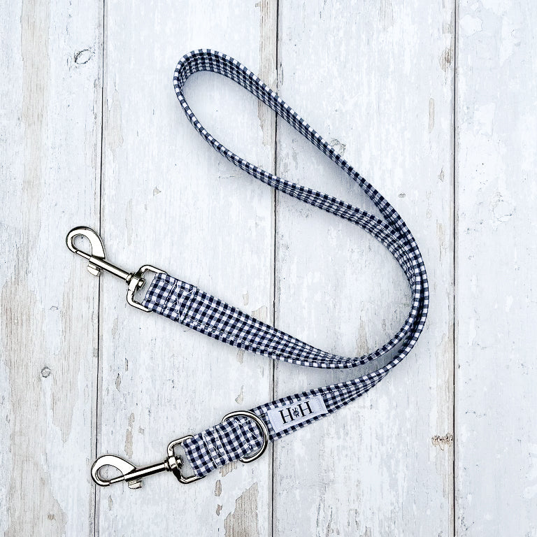 HETTY AND HUXLEY NAVY GINGHAM LEAD EXTENSION