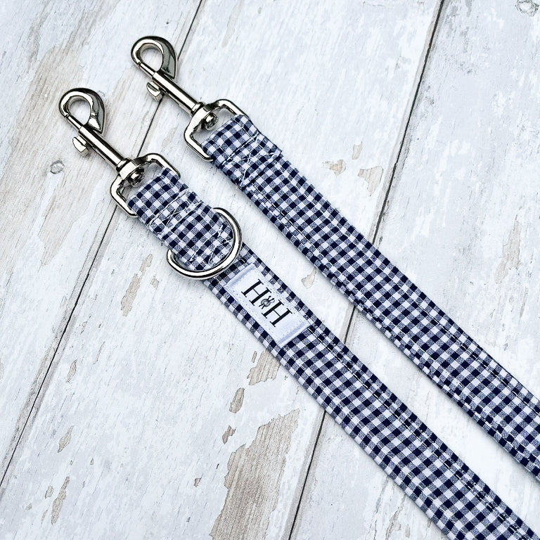 HETTY AND HUXLEY NAVY GINGHAM LEAD EXTENSION