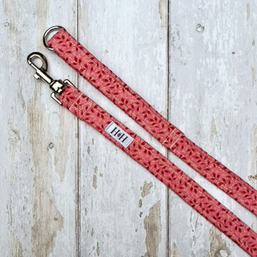 HETTY AND HUXLEY PINK WITH RED LEAVES PET LEAD