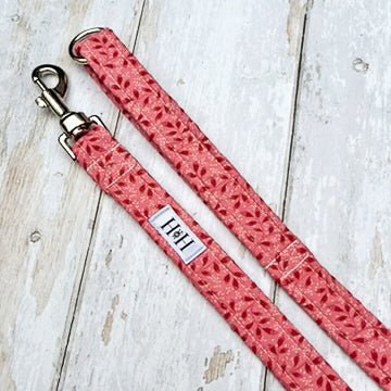 HETTY AND HUXLEY PINK WITH RED LEAVES PET LEAD