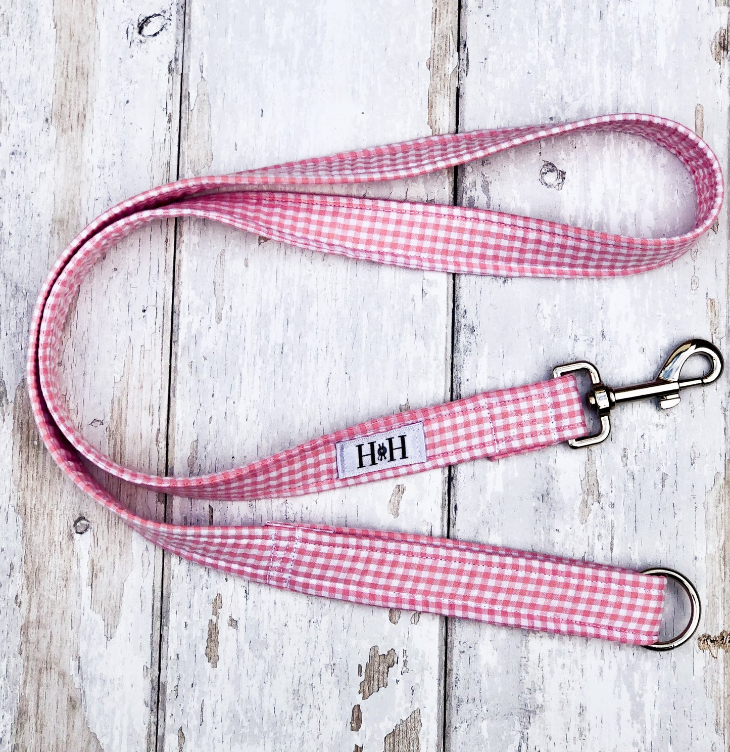 HETTY AND HUXLEY PINK GINGHAM LEAD