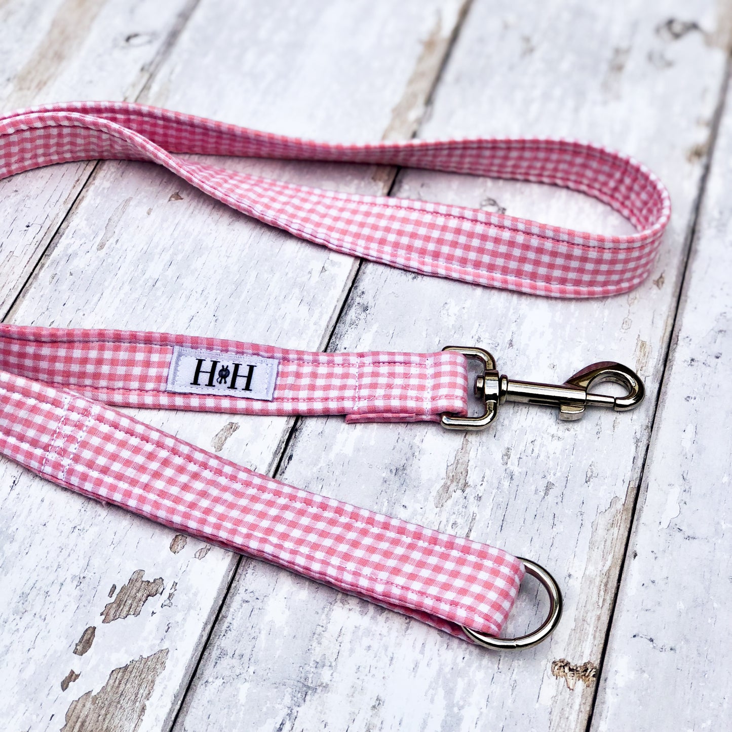 HETTY AND HUXLEY PINK GINGHAM LEAD