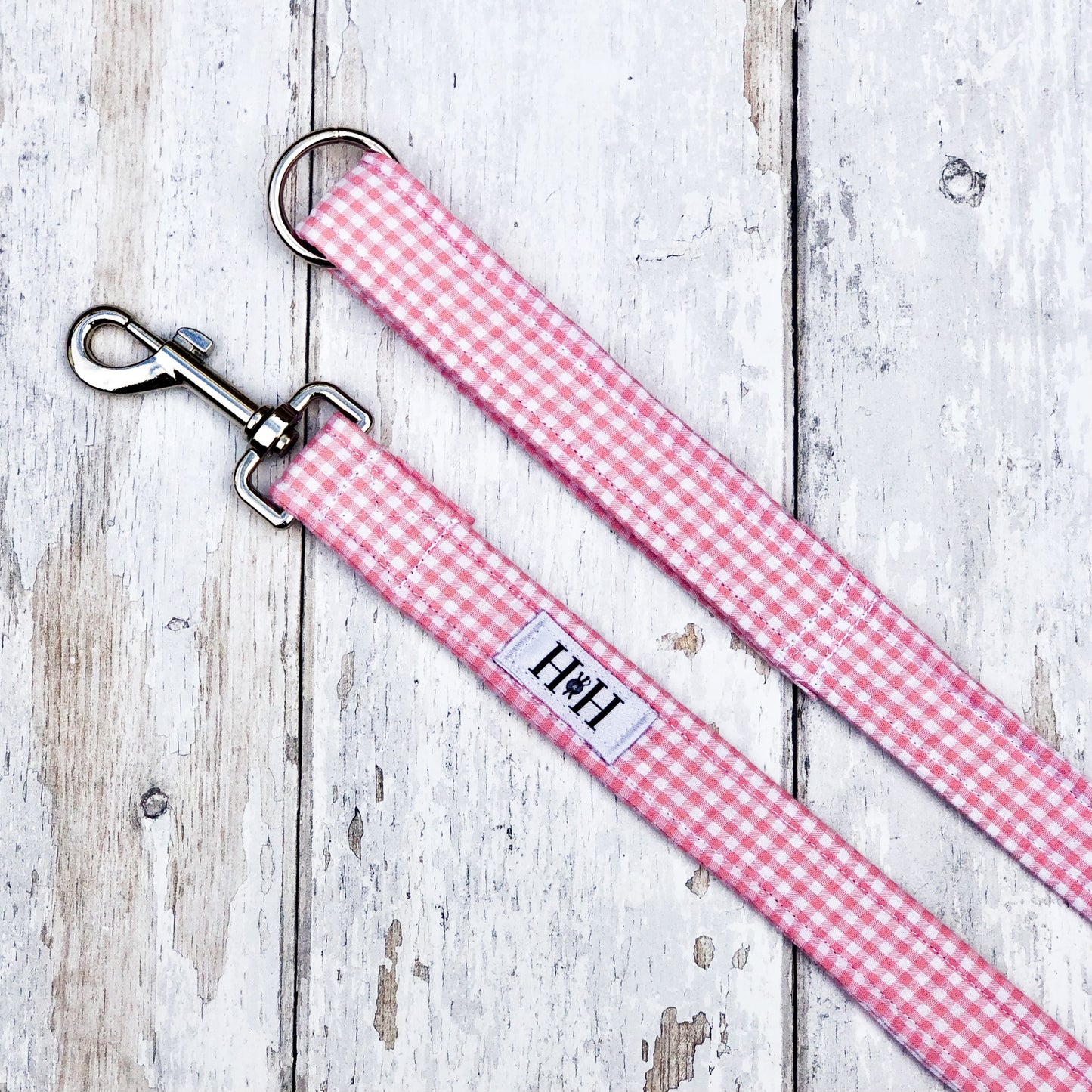 HETTY AND HUXLEY PINK GINGHAM LEAD