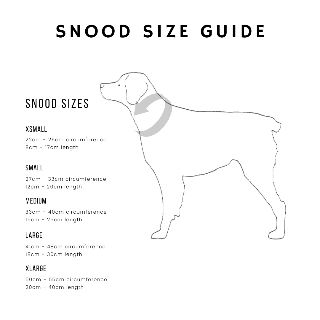 HETTY AND HUXLEY SNOOD SIZE GUIDE