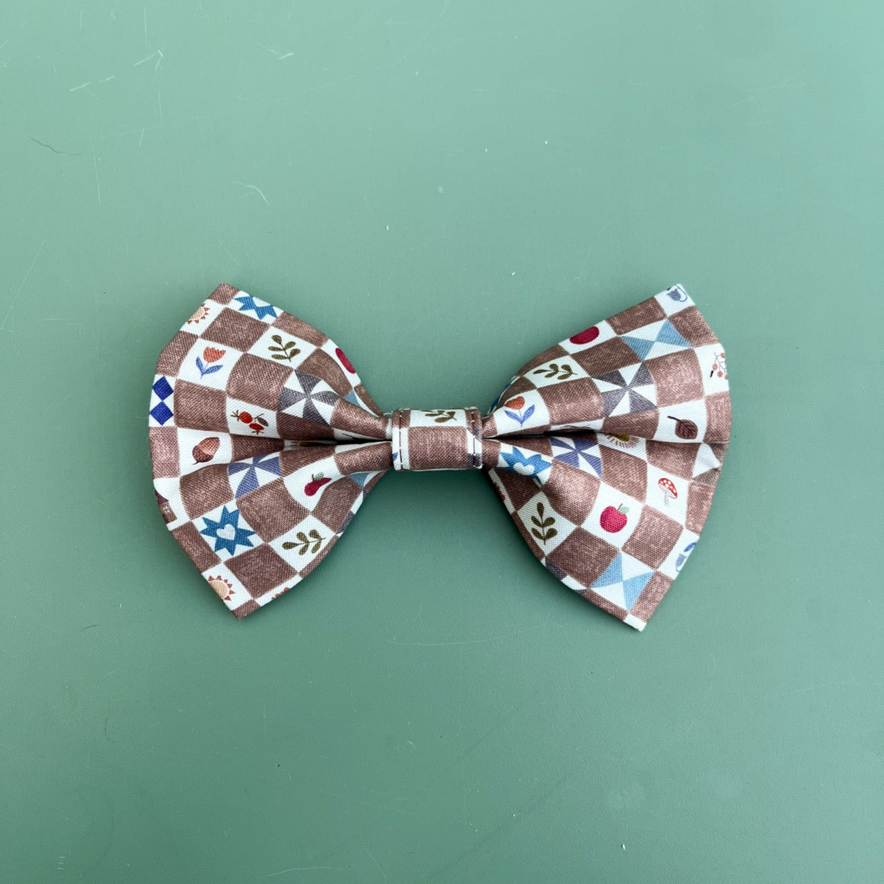 Brown Checkered Pet Bow / Bow Tie