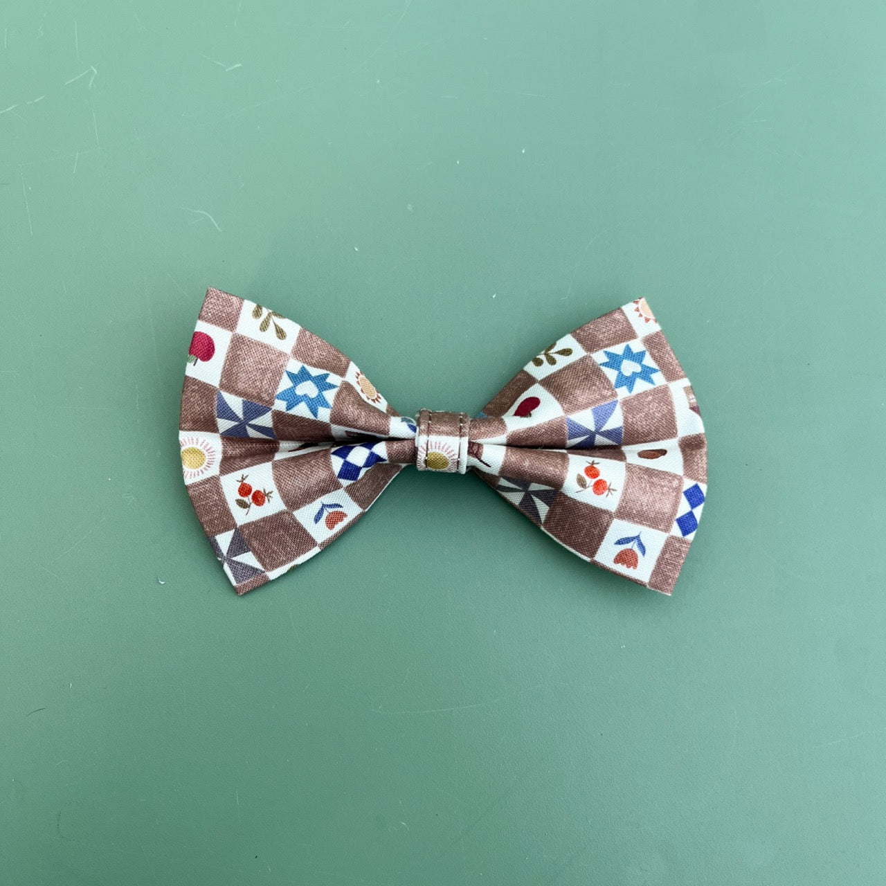 Brown Checkered Pet Bow / Bow Tie