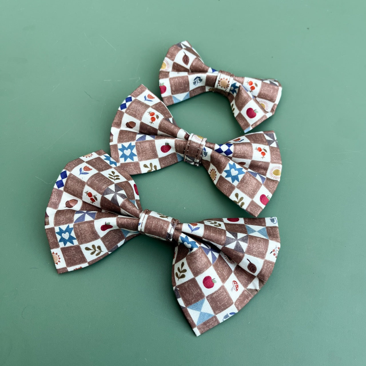 Brown Checkered Pet Bow / Bow Tie