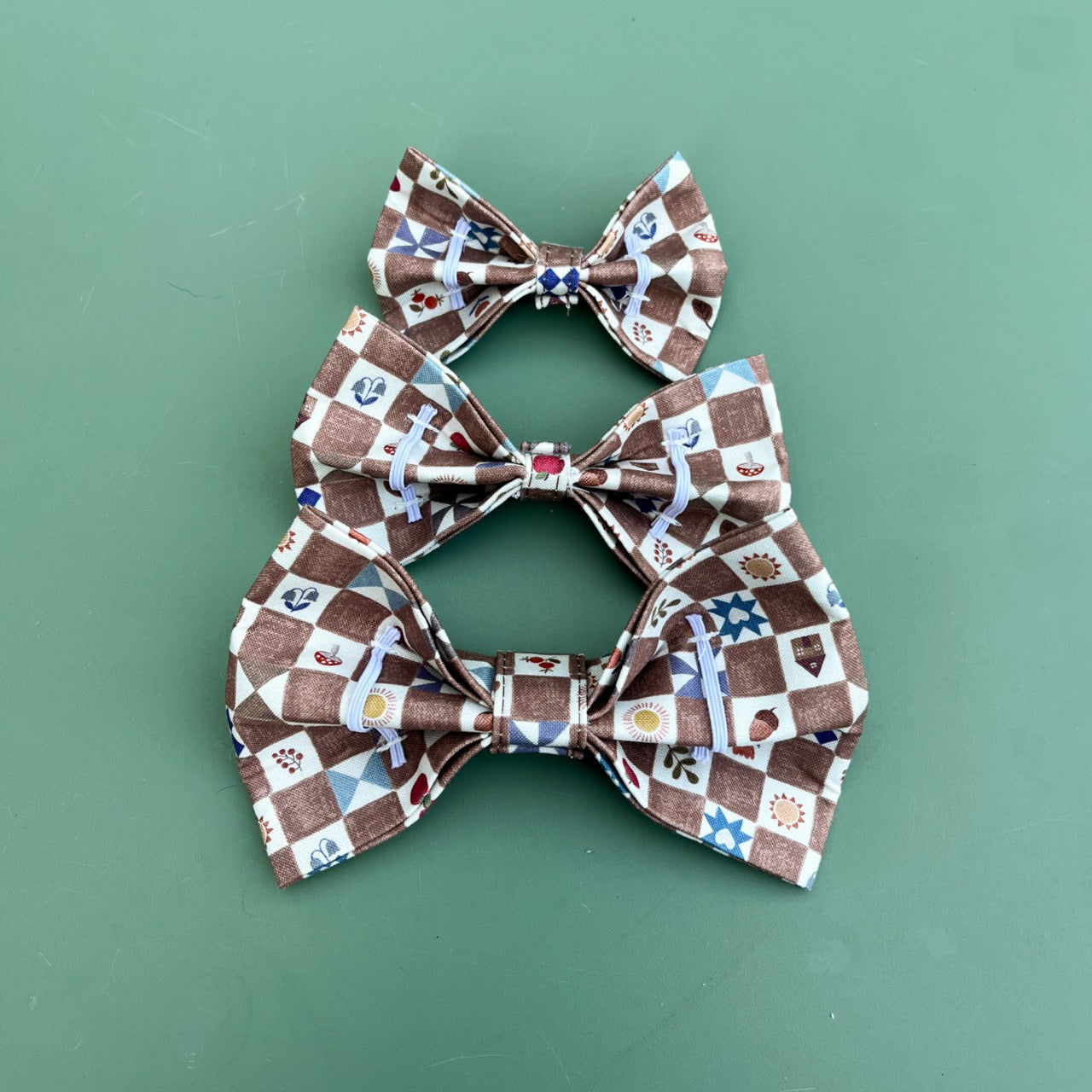 Brown Checkered Pet Bow / Bow Tie