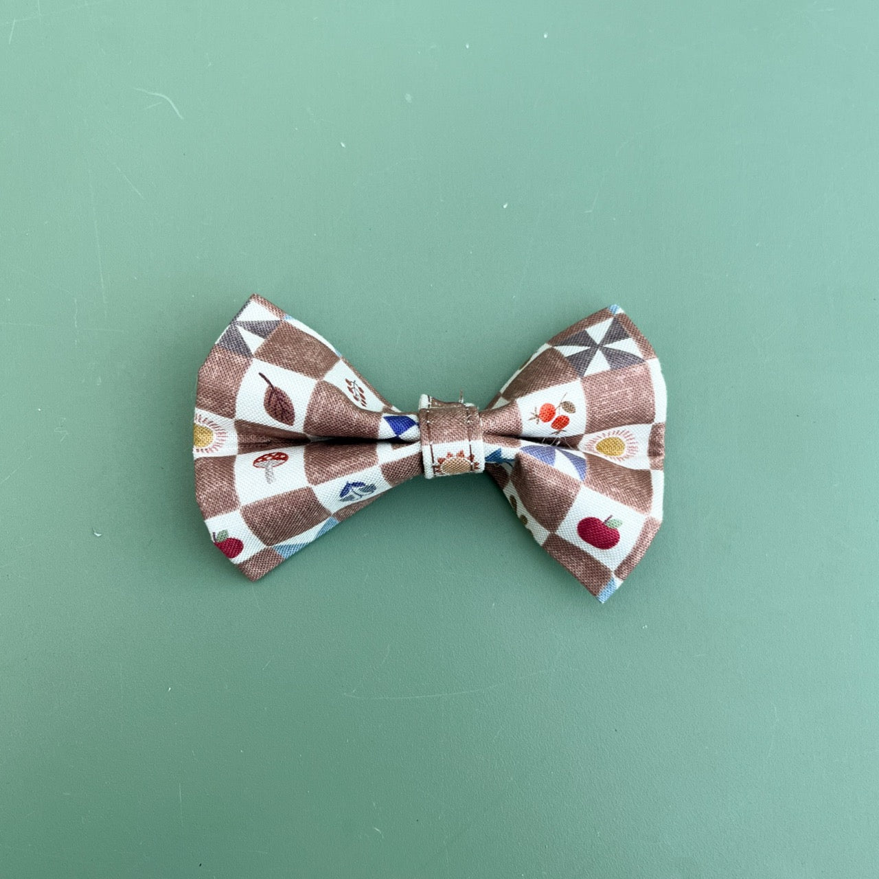 Brown Checkered Pet Bow / Bow Tie
