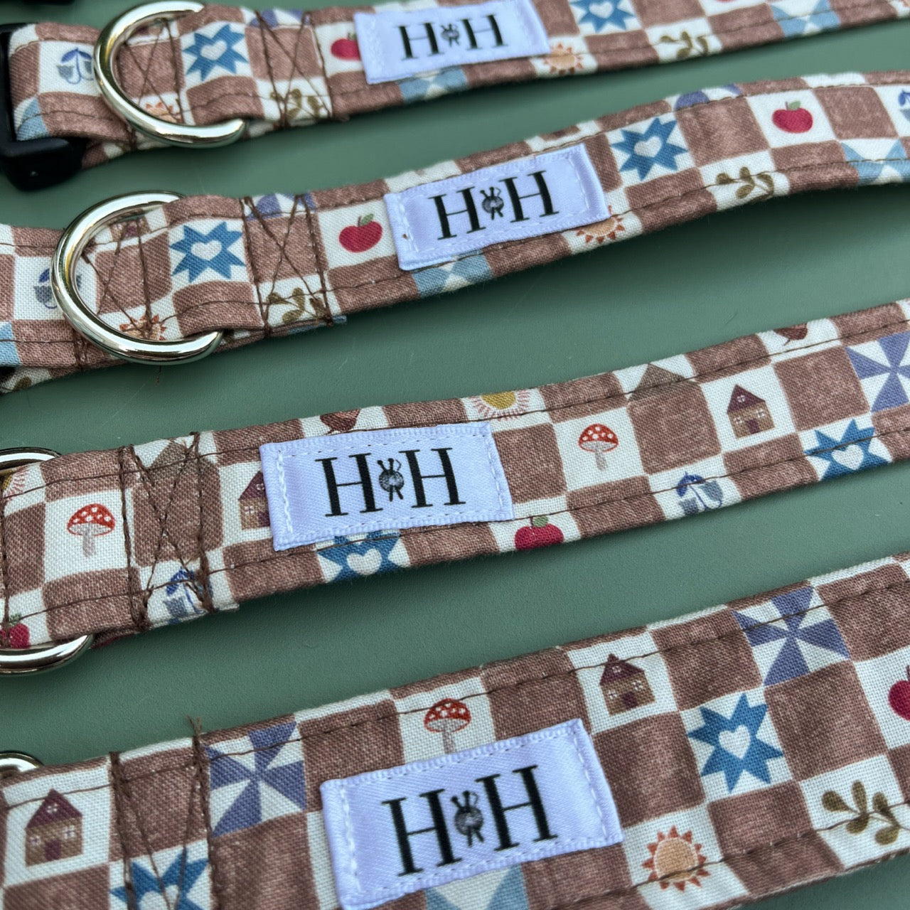 Brown Checkered Dog Collar