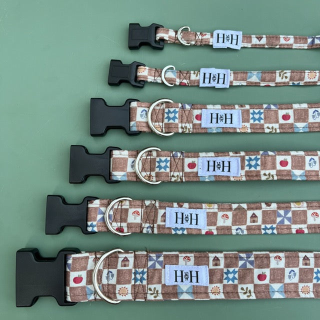 Brown Checkered Dog Collar