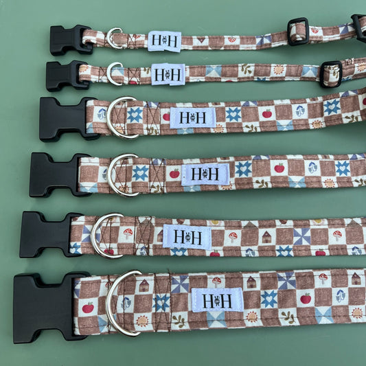 Brown Checkered Dog Collar