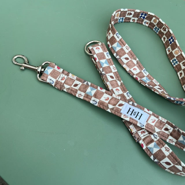 Brown Checkered Dog Lead / Leash