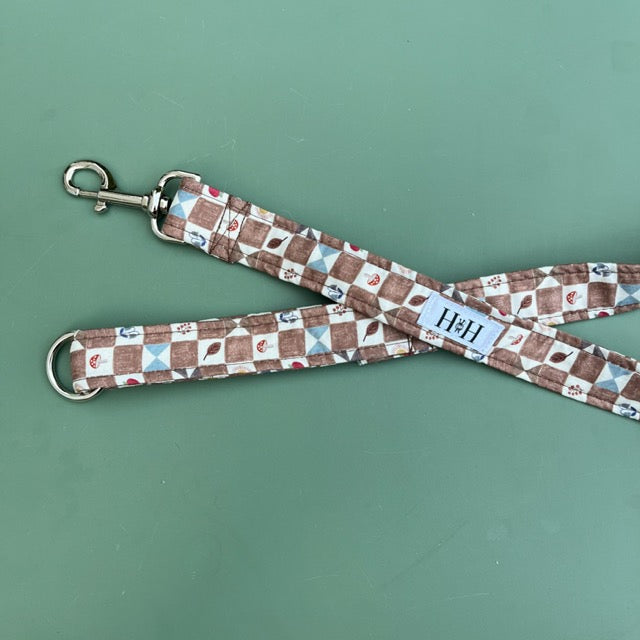 Brown Checkered Dog Lead / Leash