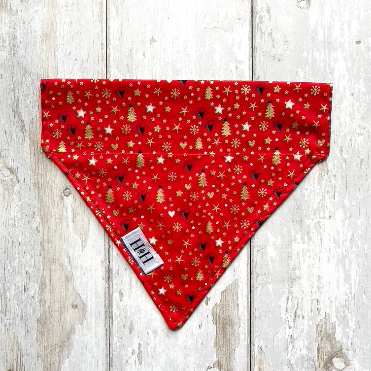 Christmas Red and Gold Pet Bandana