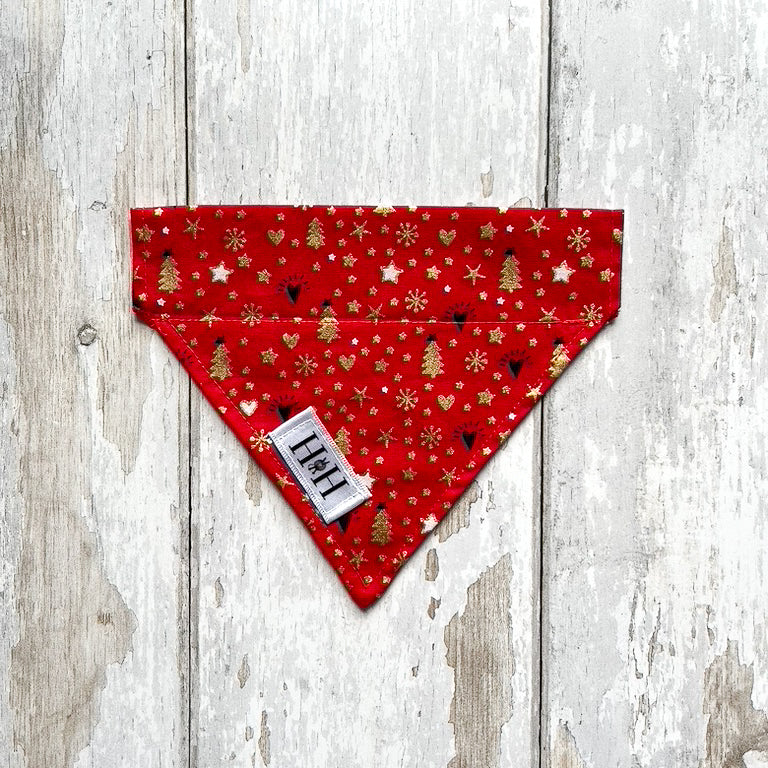 Christmas Red and Gold Pet Bandana