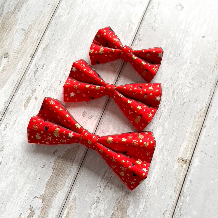 Christmas Red and Gold Pet Bow / Bow Tie