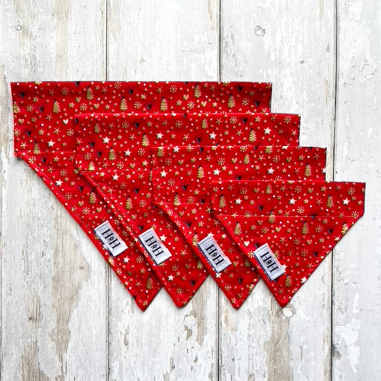 Christmas Red and Gold Pet Bandana