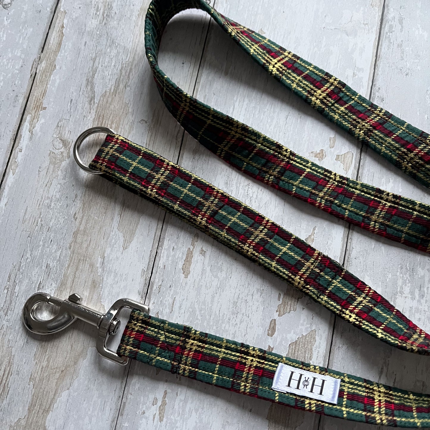 Christmas Green Tartan Dog Lead / Leash