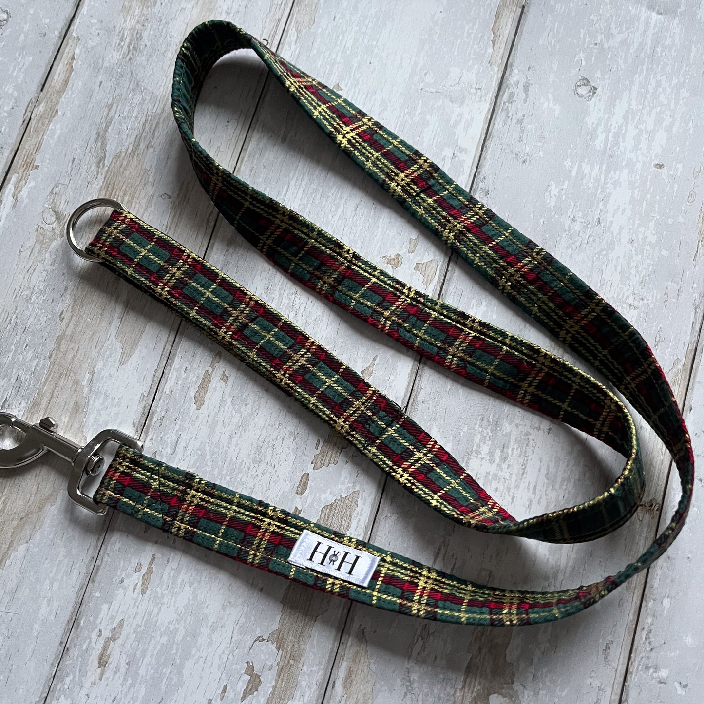 Christmas Green Tartan Dog Lead / Leash