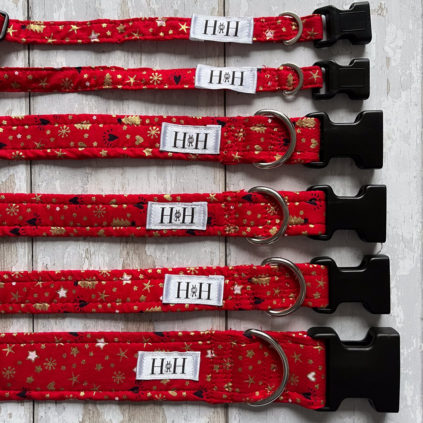 Christmas Red and Gold Dog Collar