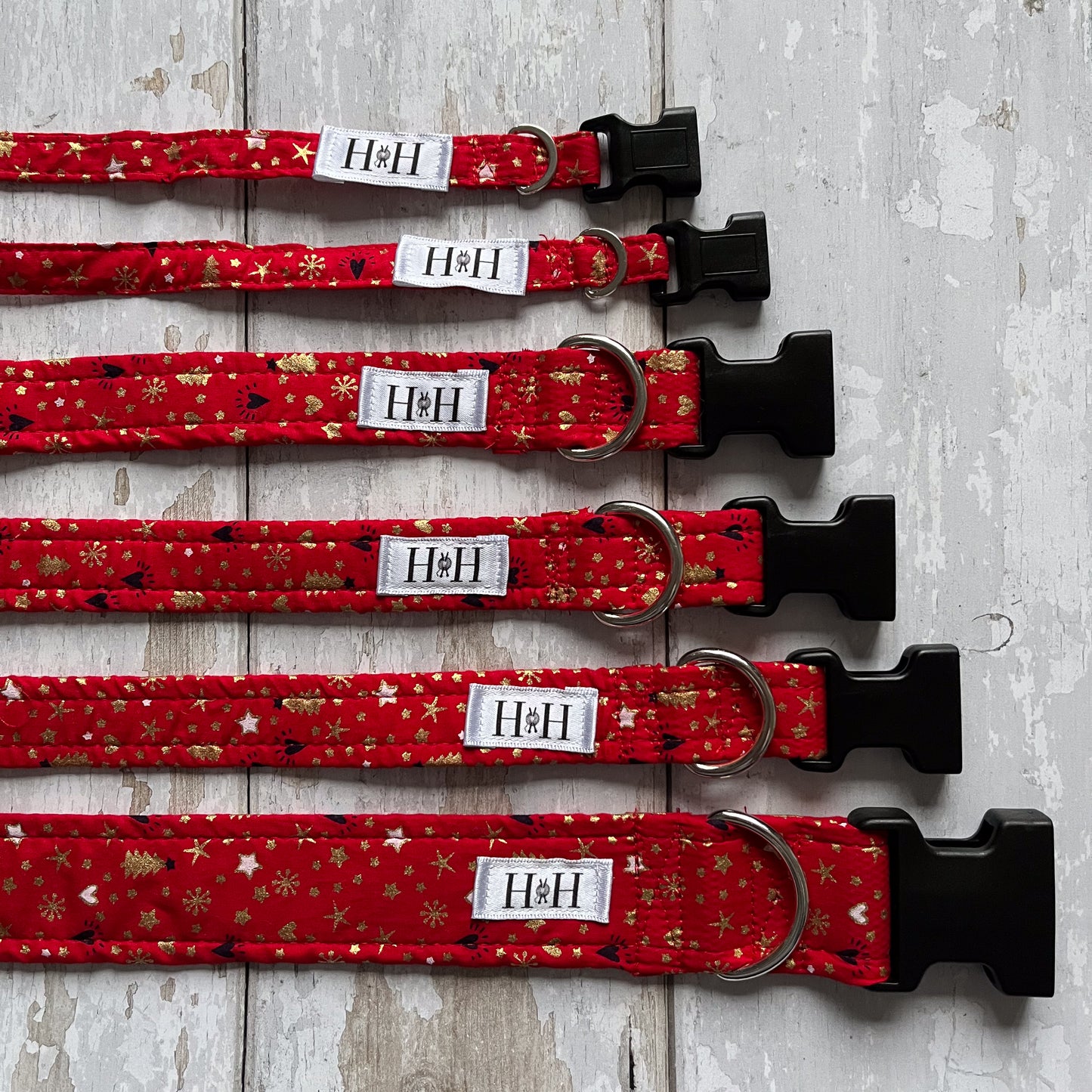 Christmas Red and Gold Dog Collar