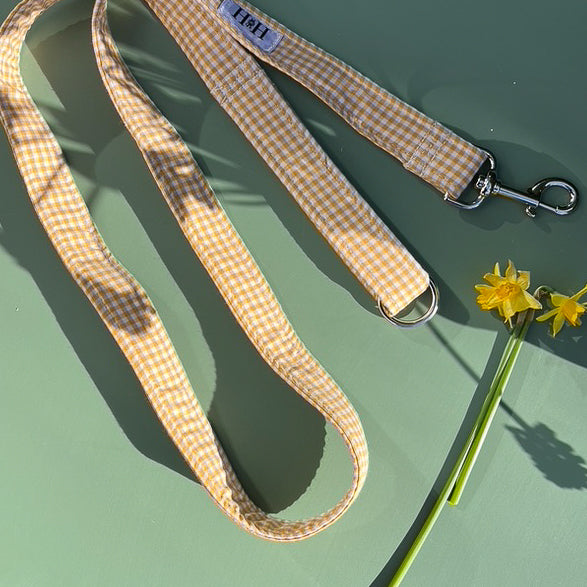 Yellow Gingham Dog Lead / Leash