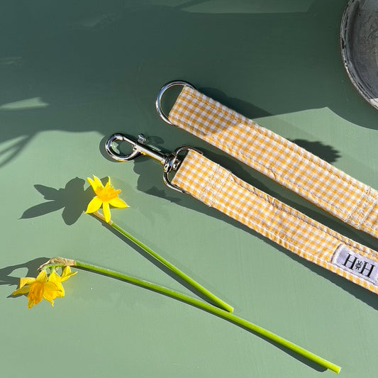Yellow Gingham Dog Lead / Leash